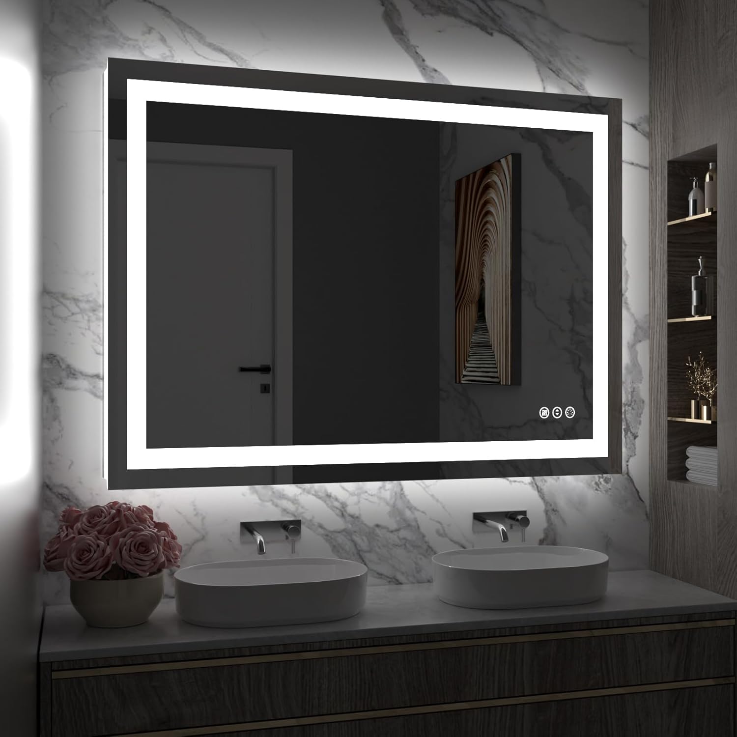 Amorho LED Bathroom Mirror with Front and Backlight Features