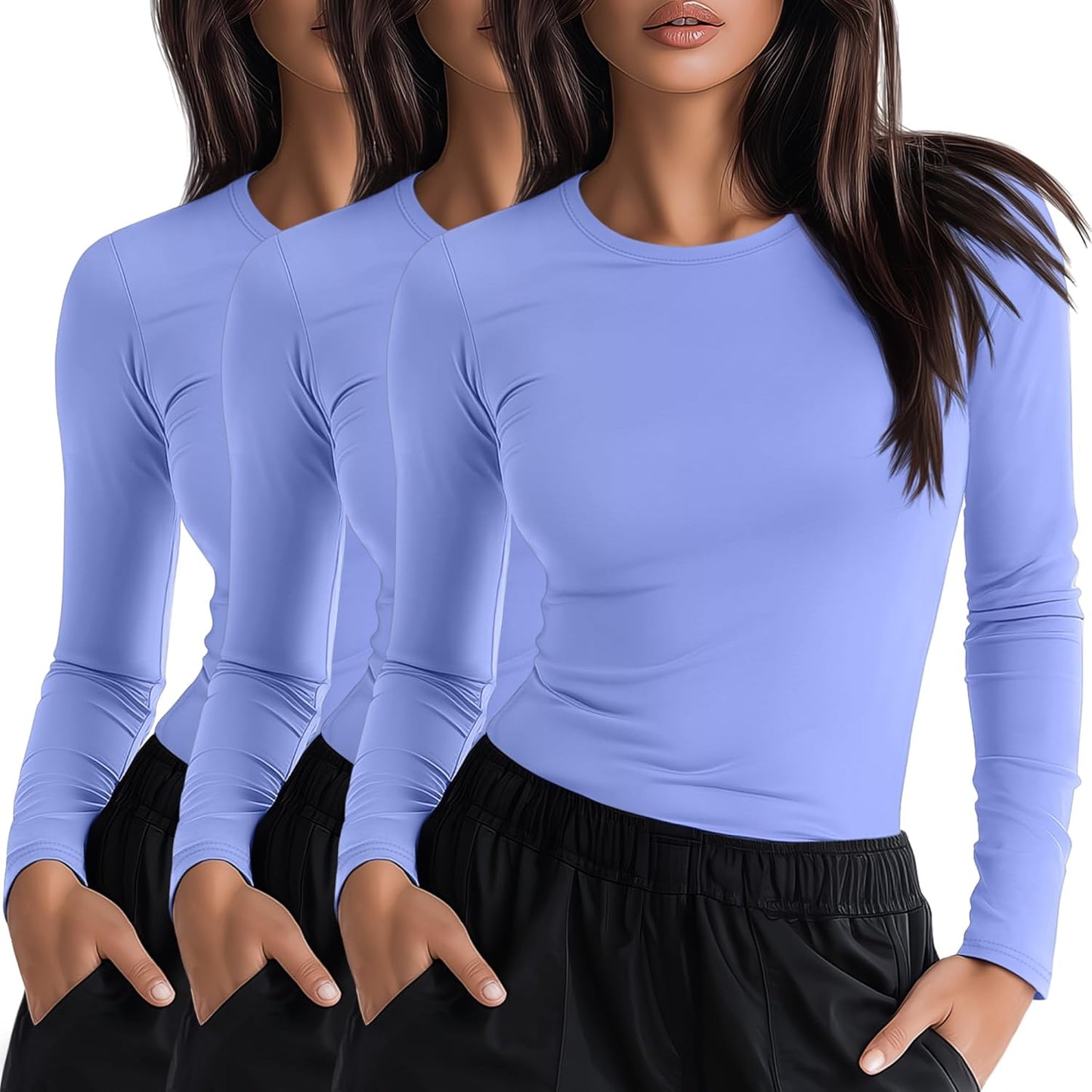 Neer 3 Pack Womens Long Sleeve Underscrub Shirts for Comfort