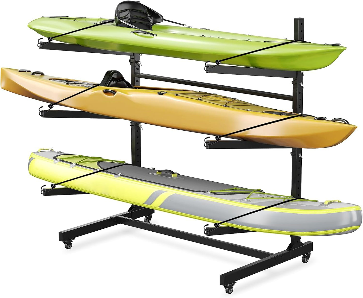 Freestanding Kayak Storage Rack for 2-6 Kayaks with Wheels