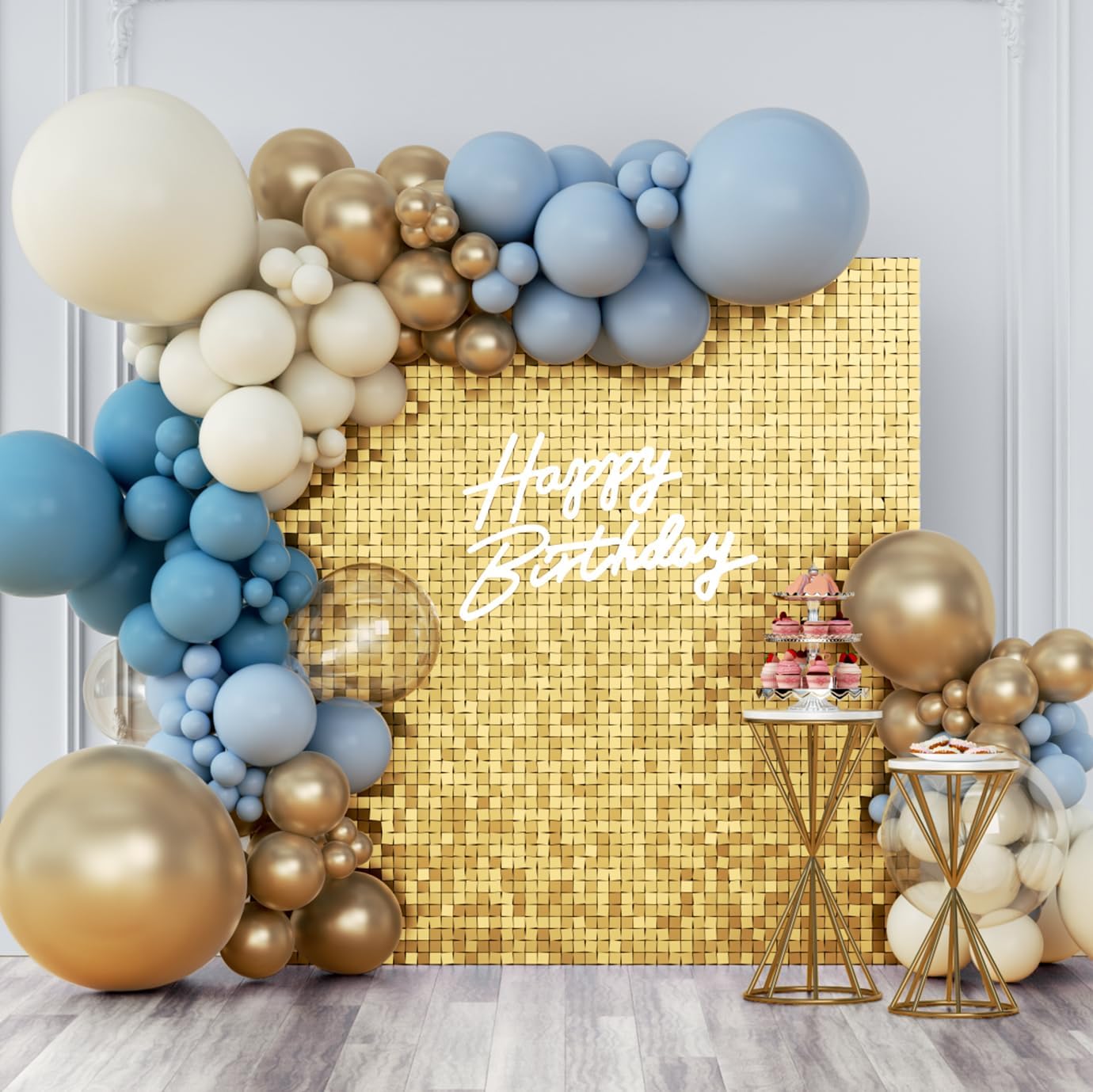 Shimmer Wall Backdrop Light Gold Sequin Panel Decor for Events