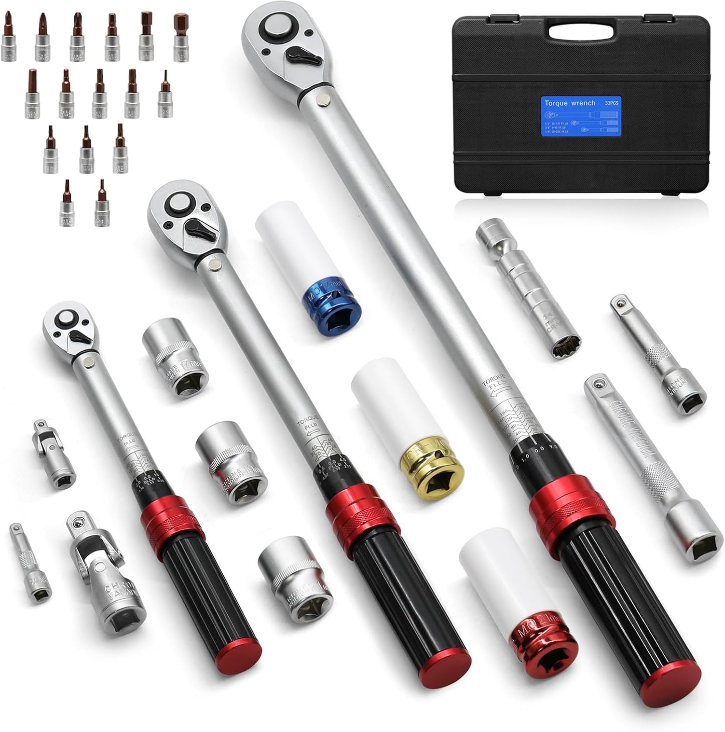 1/4 3/8 1/2-inch Drive Torque Wrench Set for Precision Work
