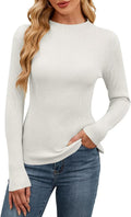 QACOHU Women's Elegant Fall Ribbed Knit Sweater with Long Sleeves