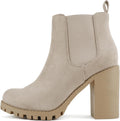 Soda Glove Ankle Boot with Lug Sole and Chunky Heel - Comfortable