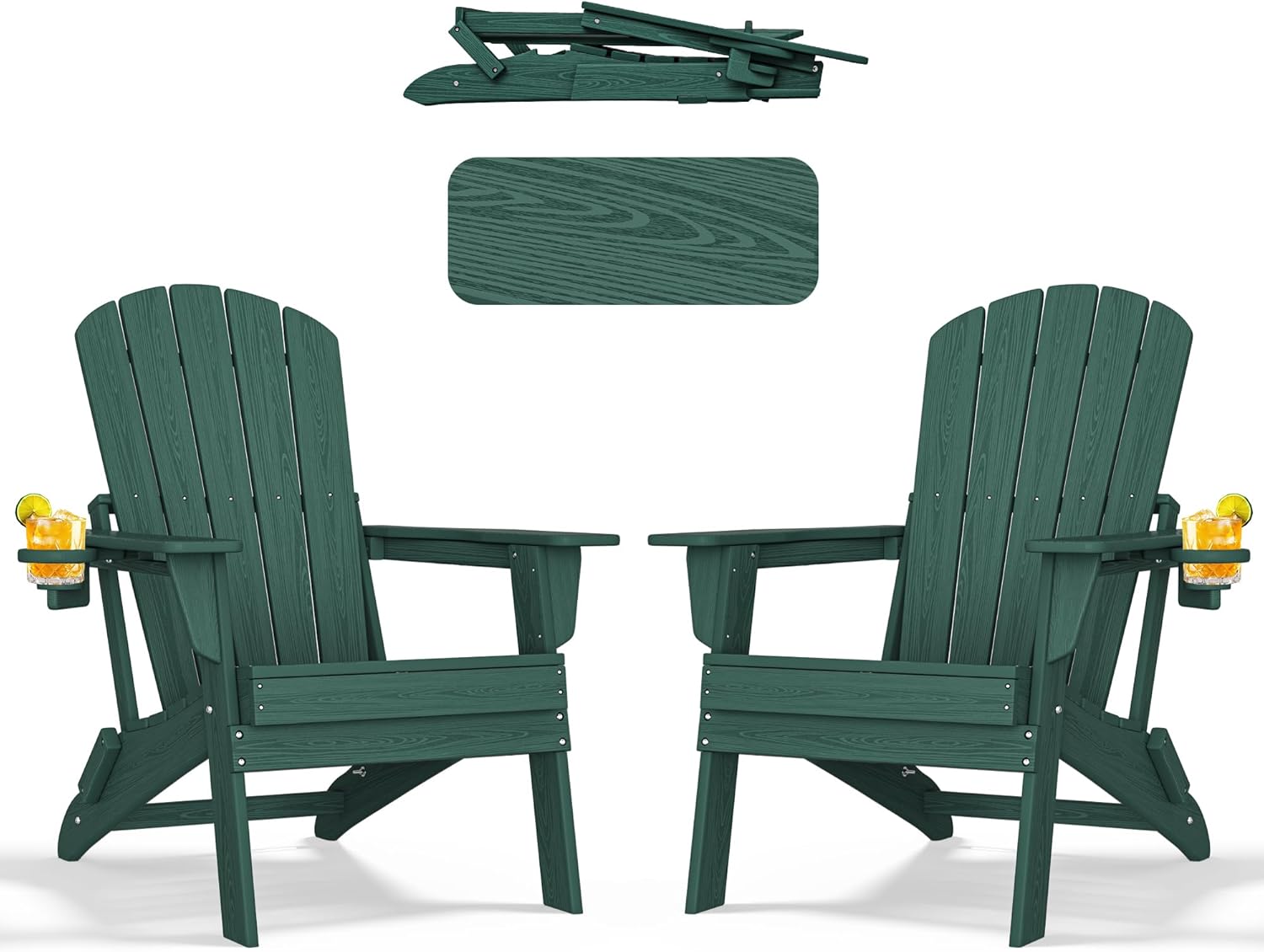 Nevilywood Folding Adirondack Chair with Ergonomic Backrest