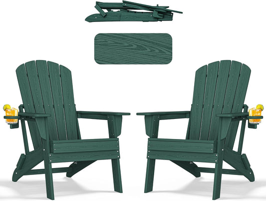 Nevilywood Folding Adirondack Chair with Ergonomic Backrest