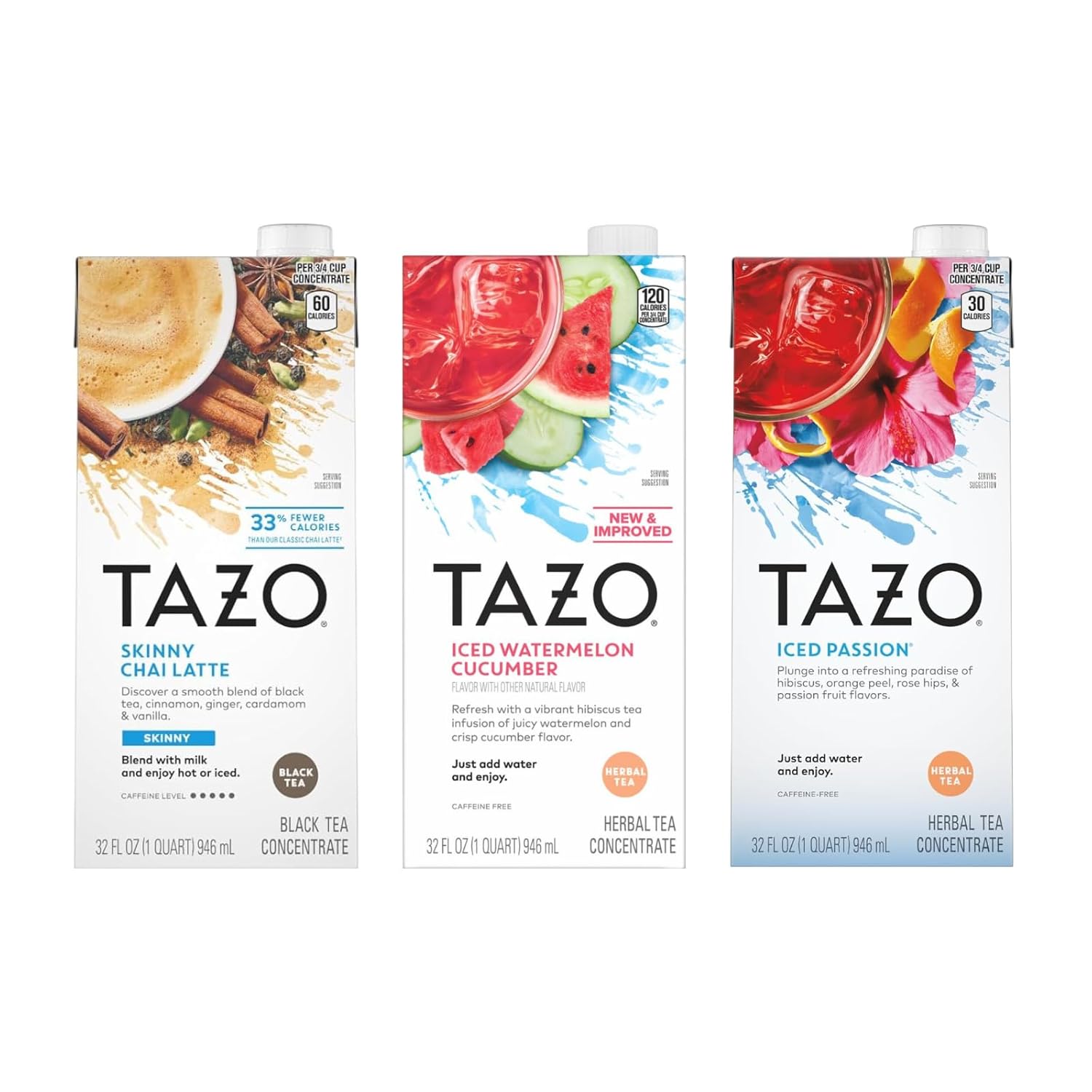 TAZO Tea Concentrate Variety Pack: Chai, Watermelon, Peach Mango