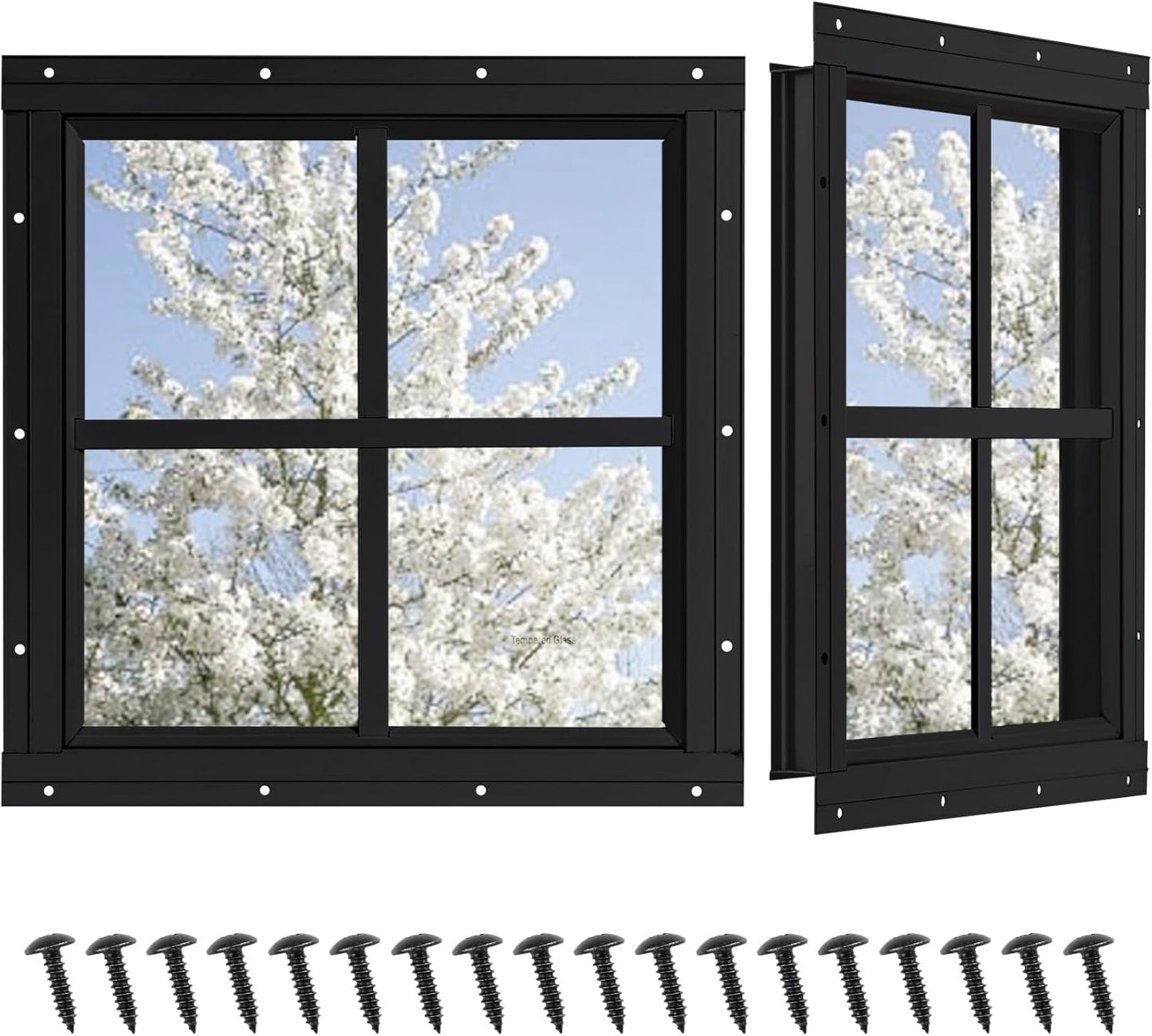 Durable Shed Windows 2 Pack with Tempered Glass for Sheds