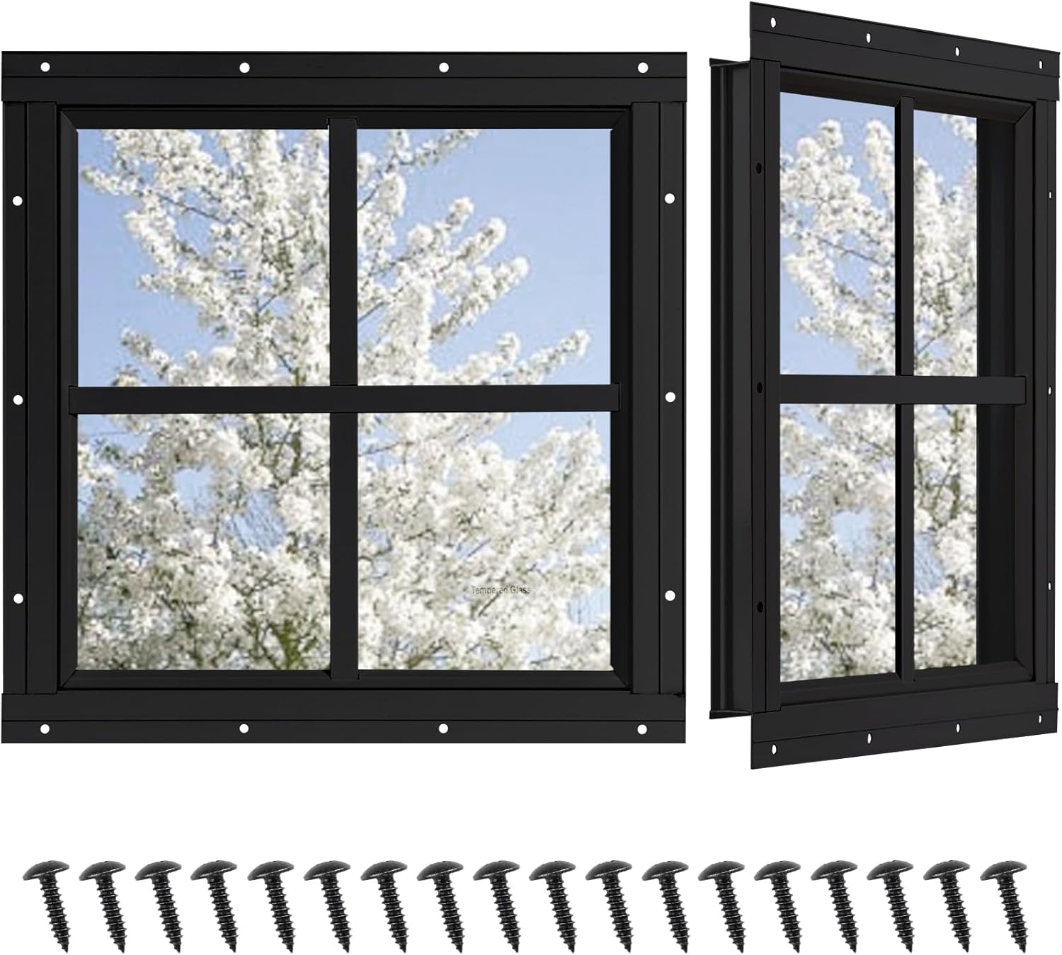 Durable Shed Windows 2 Pack with Tempered Glass for Sheds