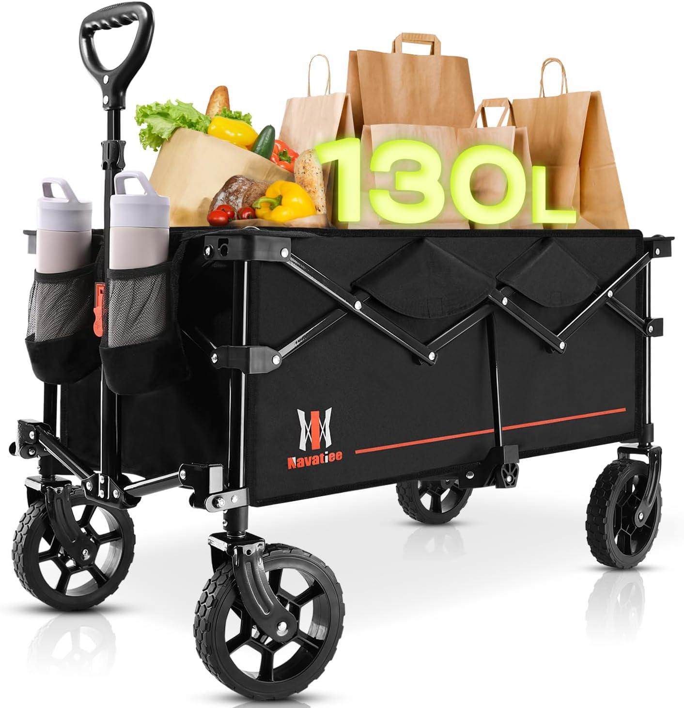 Navatiee Collapsible Folding Wagon - Heavy Duty Convenience