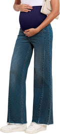 Maternity Jeans Straight Leg Stretchy Denim Ripped Pregnancy