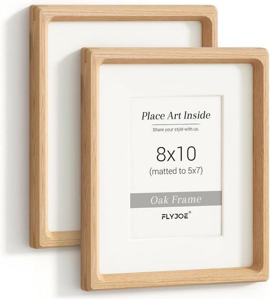 8x10 Picture Frame Set of 2 - USA-Sourced Oak Wood Frames