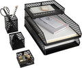 Black Desk Organizer Set for Women - 6-Piece Interlocking Desk Set