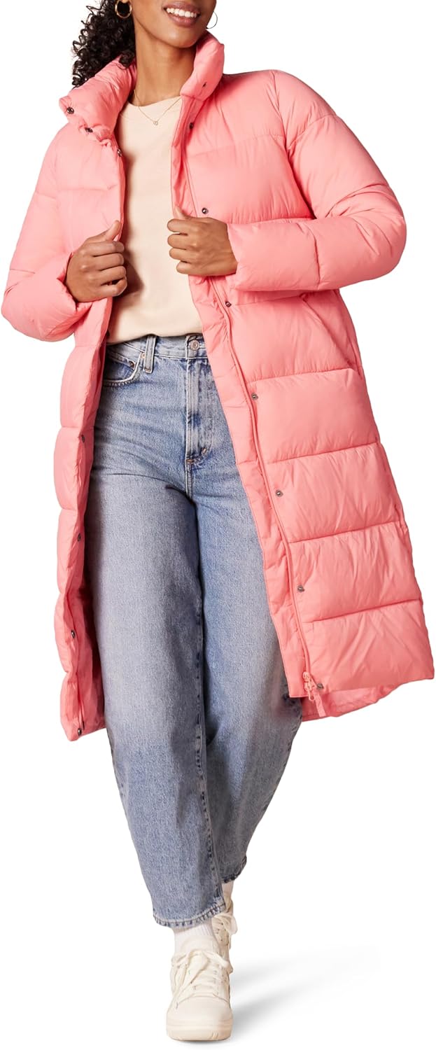 Lightweight Full-Zip Water-Resistant Long Cocoon Puffer Coat
