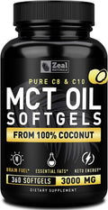 Pure MCT Oil Capsules 360 Softgels (3000mg) - Keto Brain Fuel