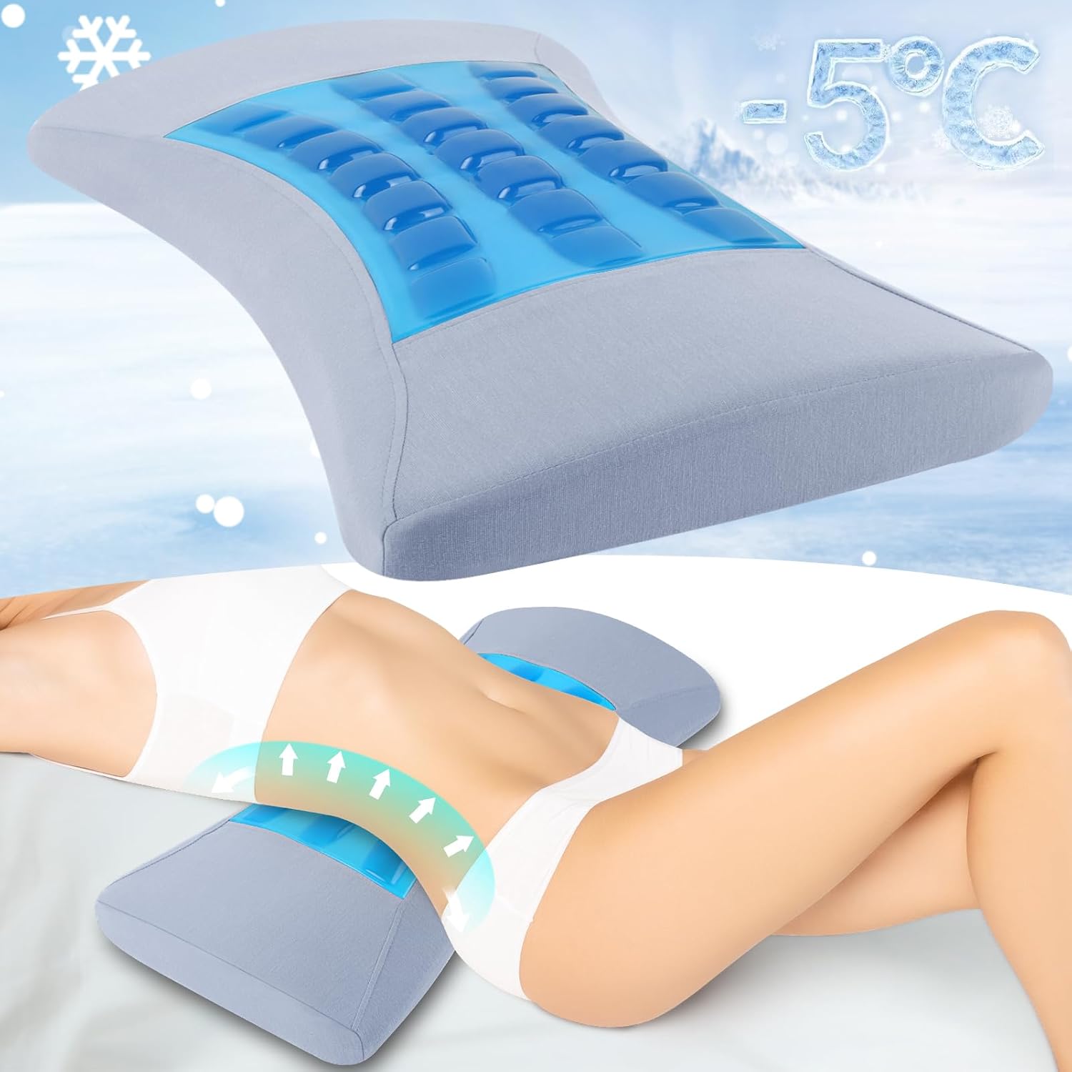 Cooling Lumbar Support Pillow for Bed Relief from Lower Back Pain