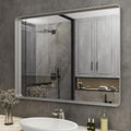 ISKM Silver Framed Mirror for Wall 40in x 30in - Brushed Silver Vanity