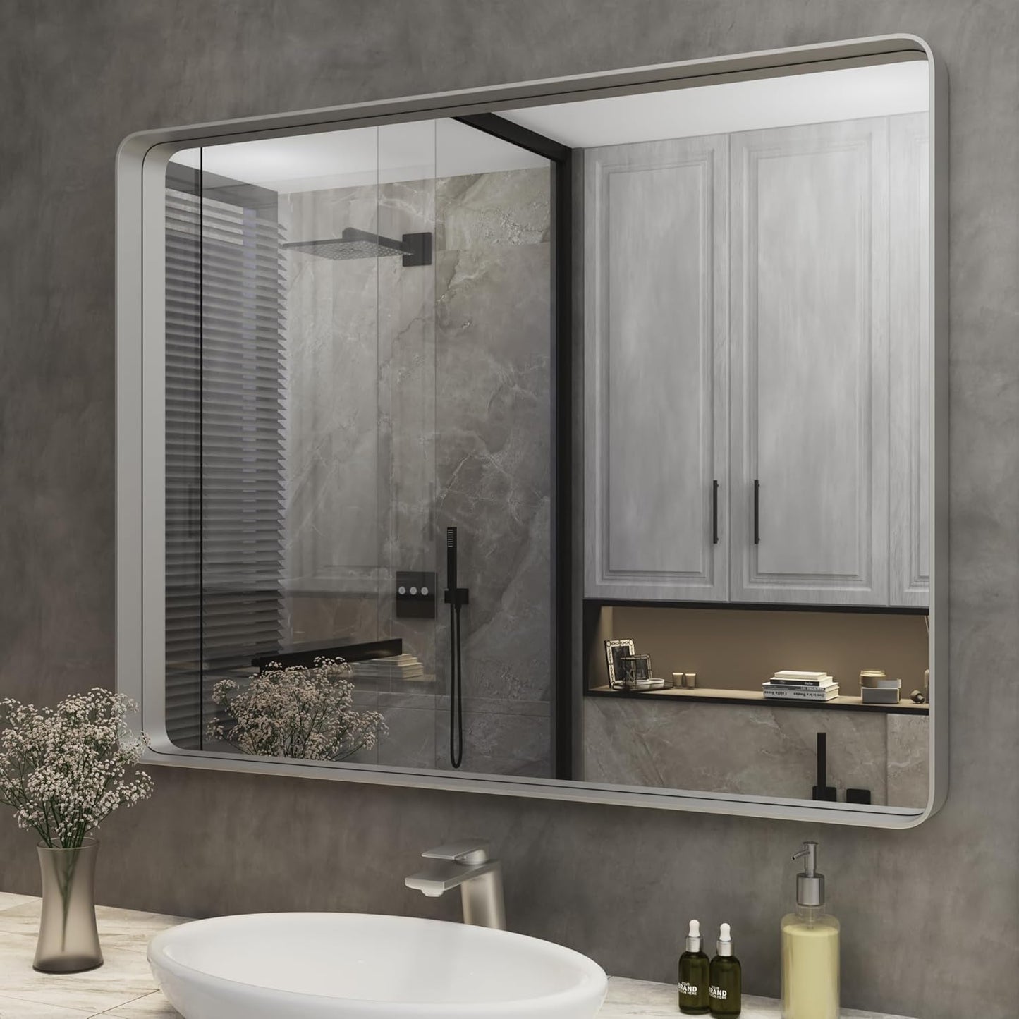 ISKMs Silver Framed Mirror for Wall 40x30 Anti-Rust Design
