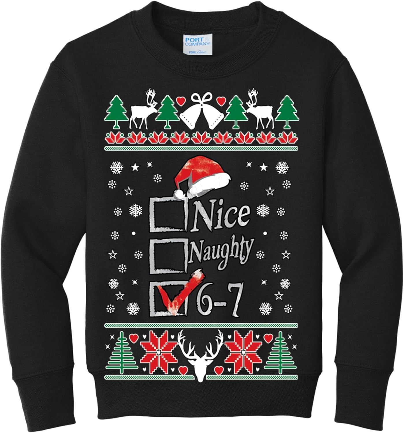 Ugly Christmas Sweater Nice Naughty for Youth Boys Girls