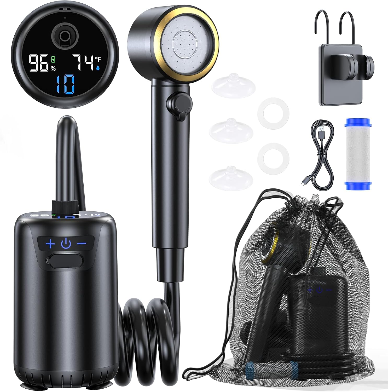 Portable Camping Shower with Fahrenheit Display for Outdoor Use