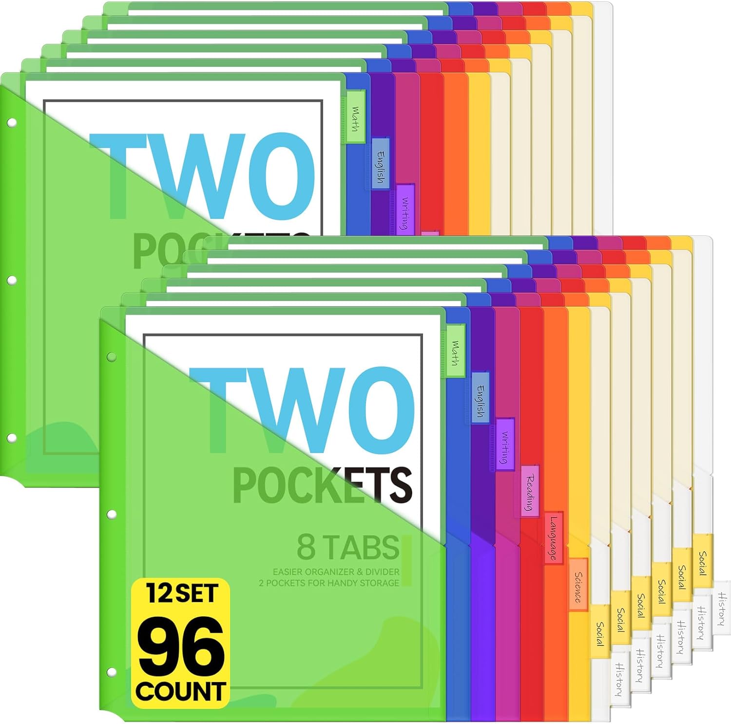 Sooez 96 Count Binder Dividers with Pockets for Easy Organization