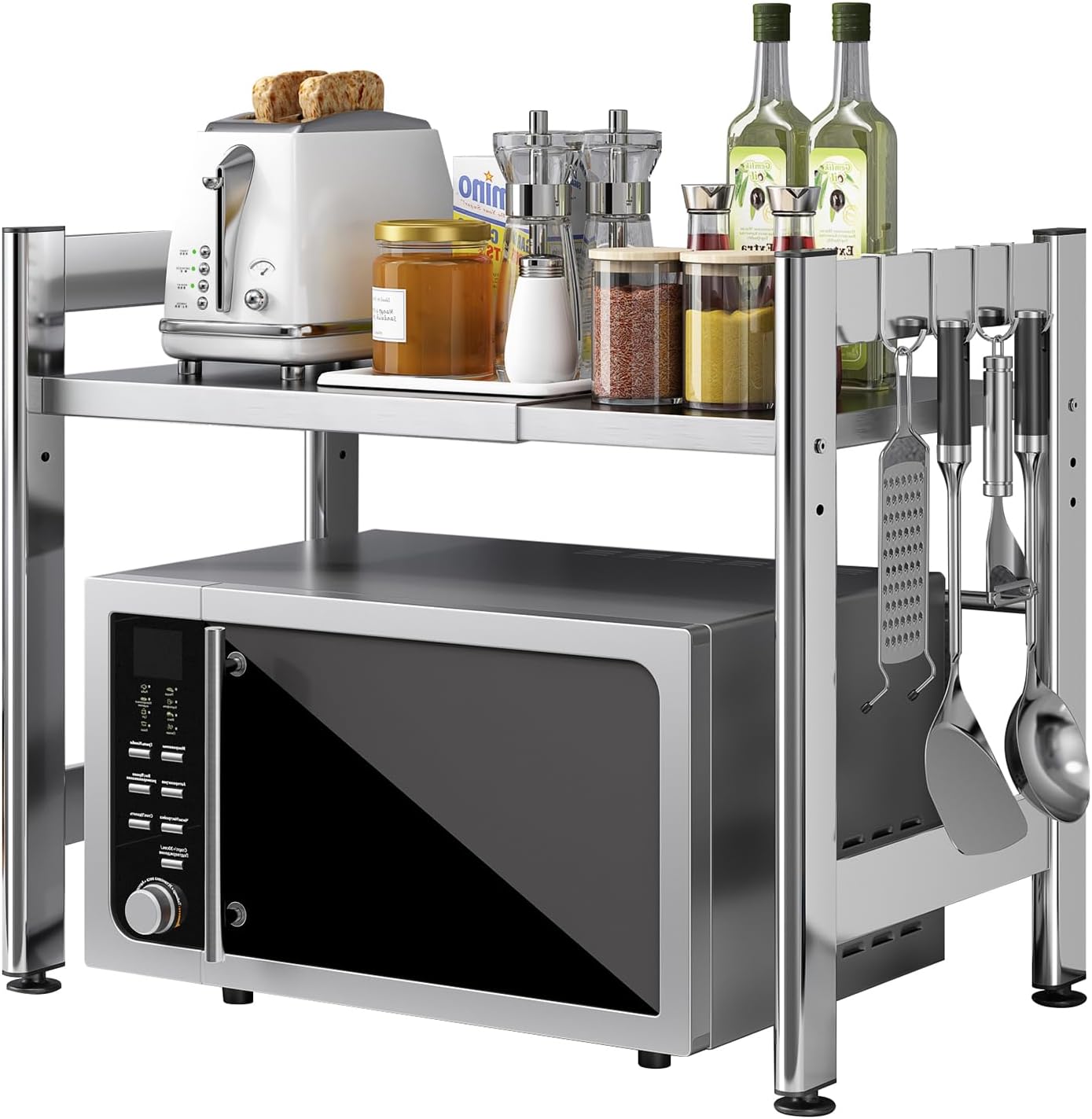 Stainless Steel Microwave Shelf - Space-Saving Organizer
