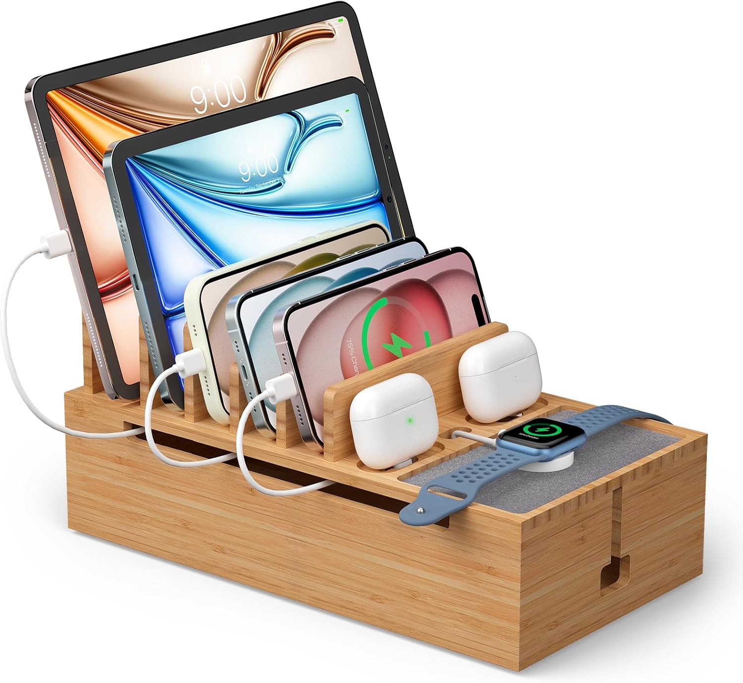 Pezin & Hulin Bamboo Charging Stand for Multiple Devices