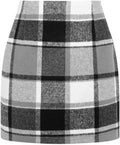 Womens High Waist Plaid Skirt Bodycon Pencil Wool Mini (Style 14FG)