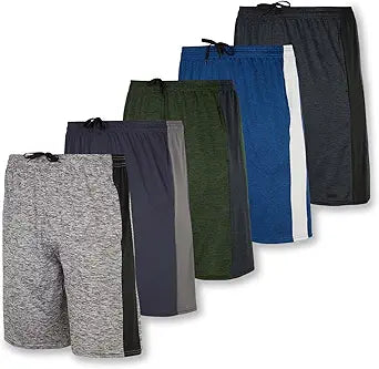 Men's Dry-Fit Sweat Resistant Active Performance Shorts Pack