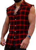 Casual Men's Sleeveless Plaid Flannel Shirt for Summer Days
