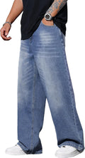 Mens Wide Leg Baggy Jeans for Men - Y2K Loose Denim Pants