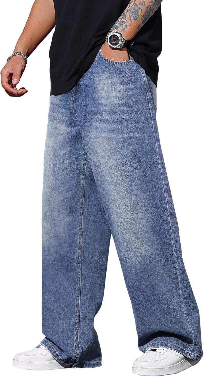 Mens Wide Leg Baggy Jeans for Y2K Casual Fashion Style