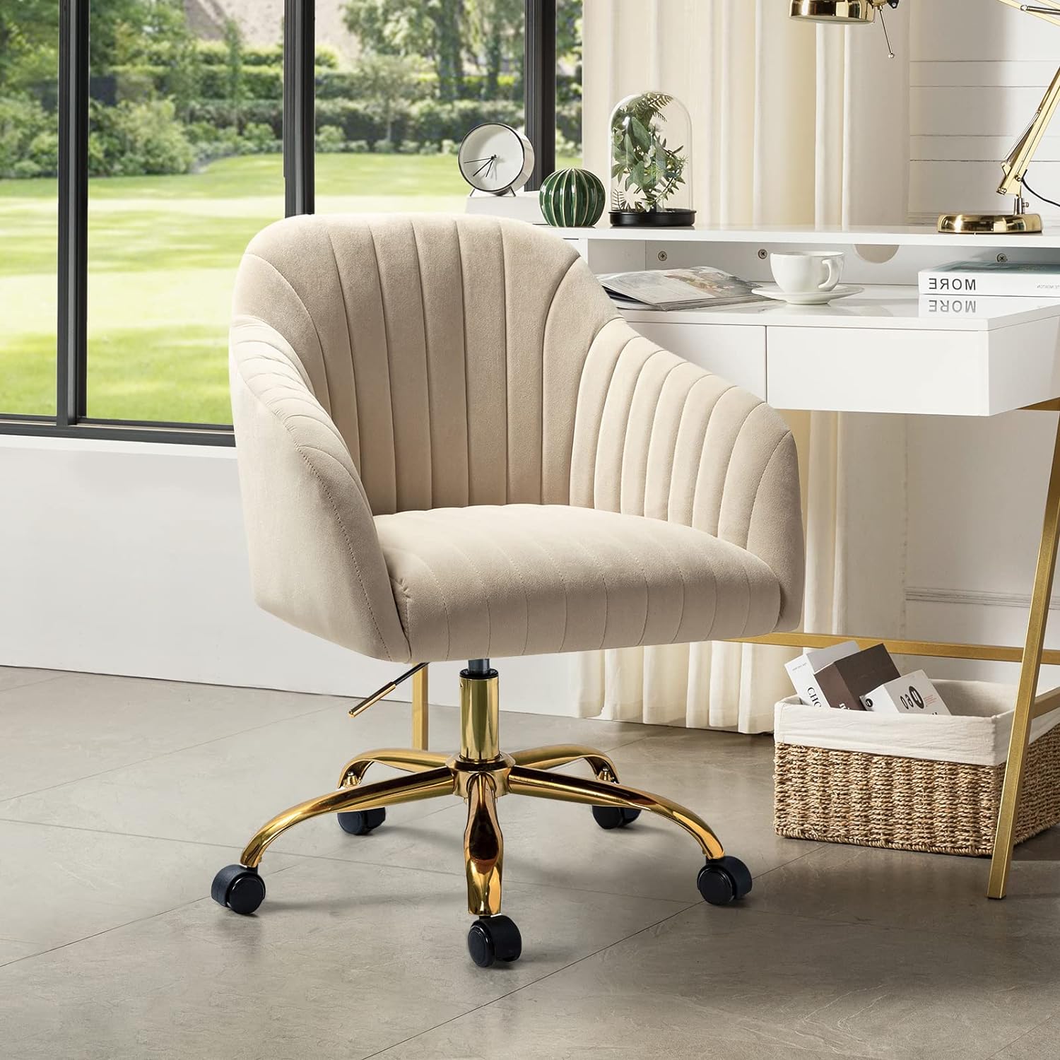 HULALA HOME Modern Velvet Desk Chair