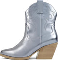 Women Western Ankle Bootie with Pointe Toe and Low Heel - Black PU