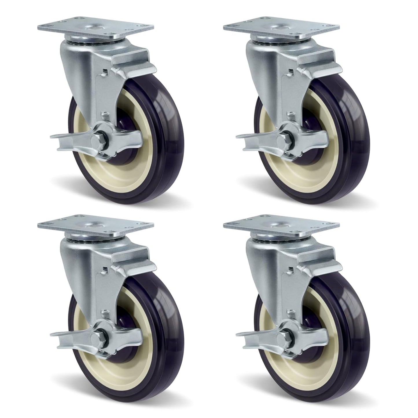 5 Inch Caster Wheels Set of 4 for Heavy Duty Use and Flexibility