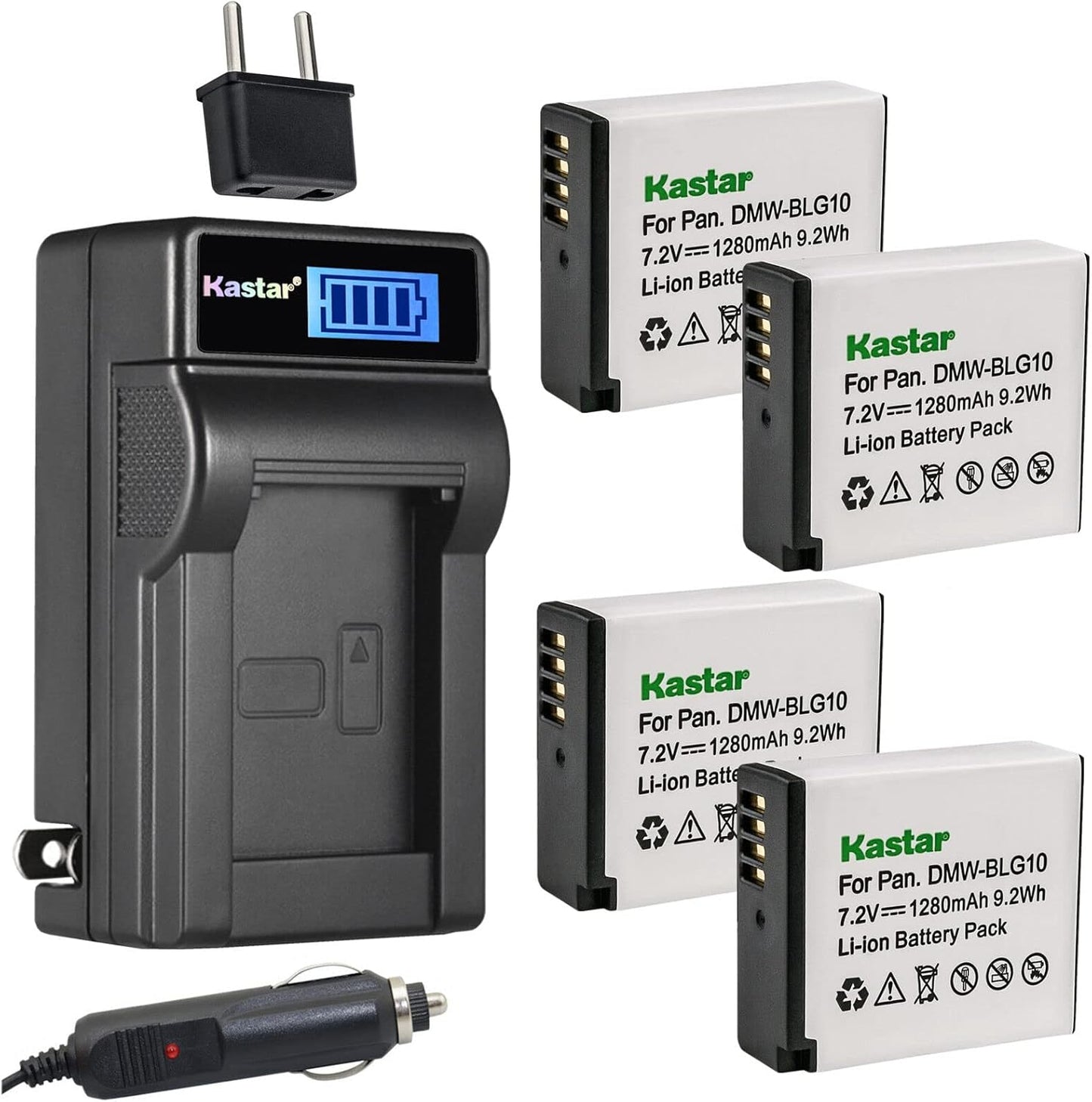 Kastar 4-Pack BP-DC15 Battery and LCD Charger for Leica Cameras