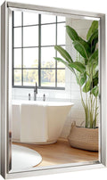 Silver Bathroom Mirror 16in x 24in Beveled Rectangle - Rustproof Wall
