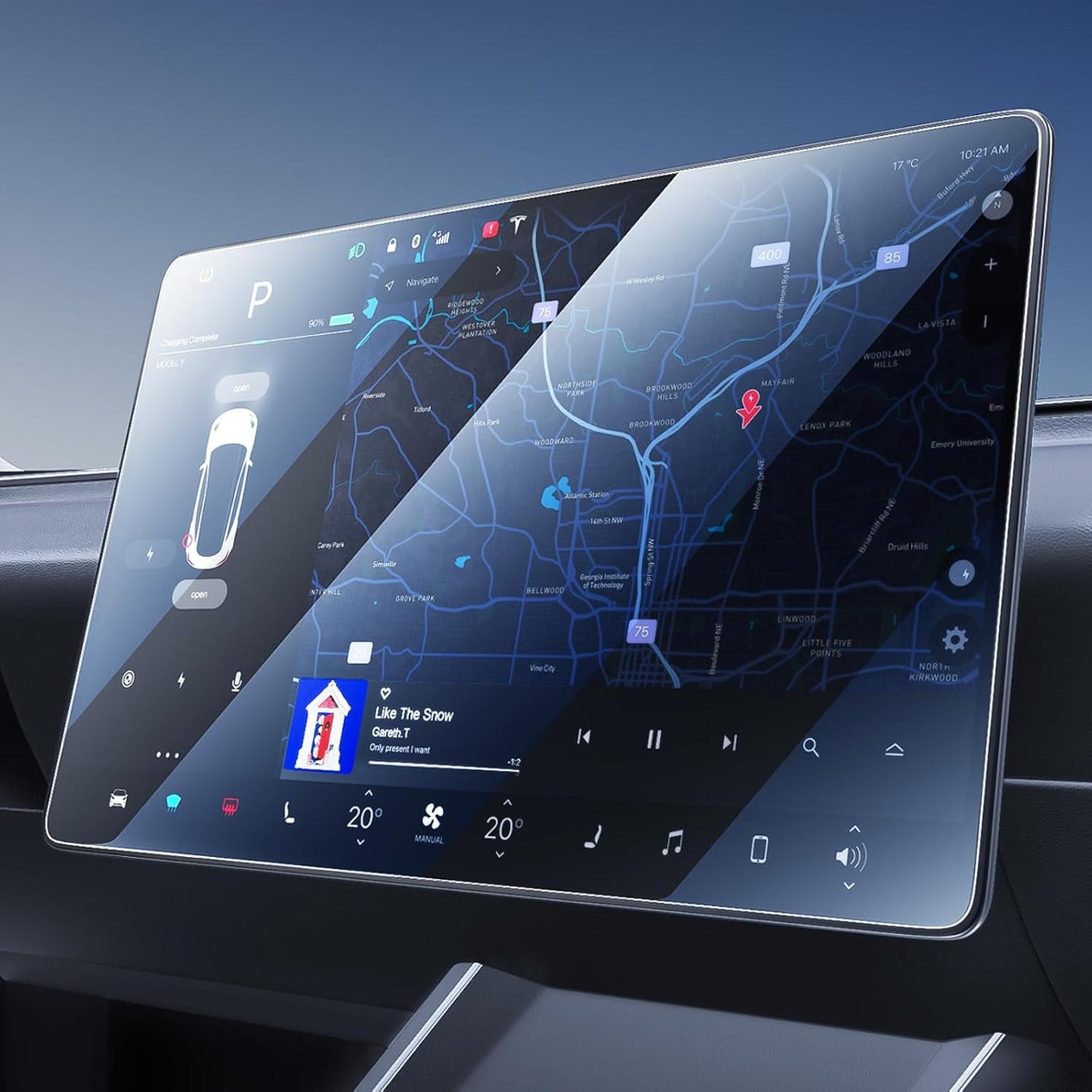2 in 1 Tesla Model Y & Model 3 Anti-Glare Screen Protector