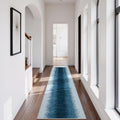 Lahome Abstract Blue Hallway Runner Rug 2.5x8 - Washable Low-Pile
