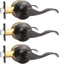 GOBEKOR Passage Door Levers Oil Rubbed Bronze - Modern Keyless 3 Pack