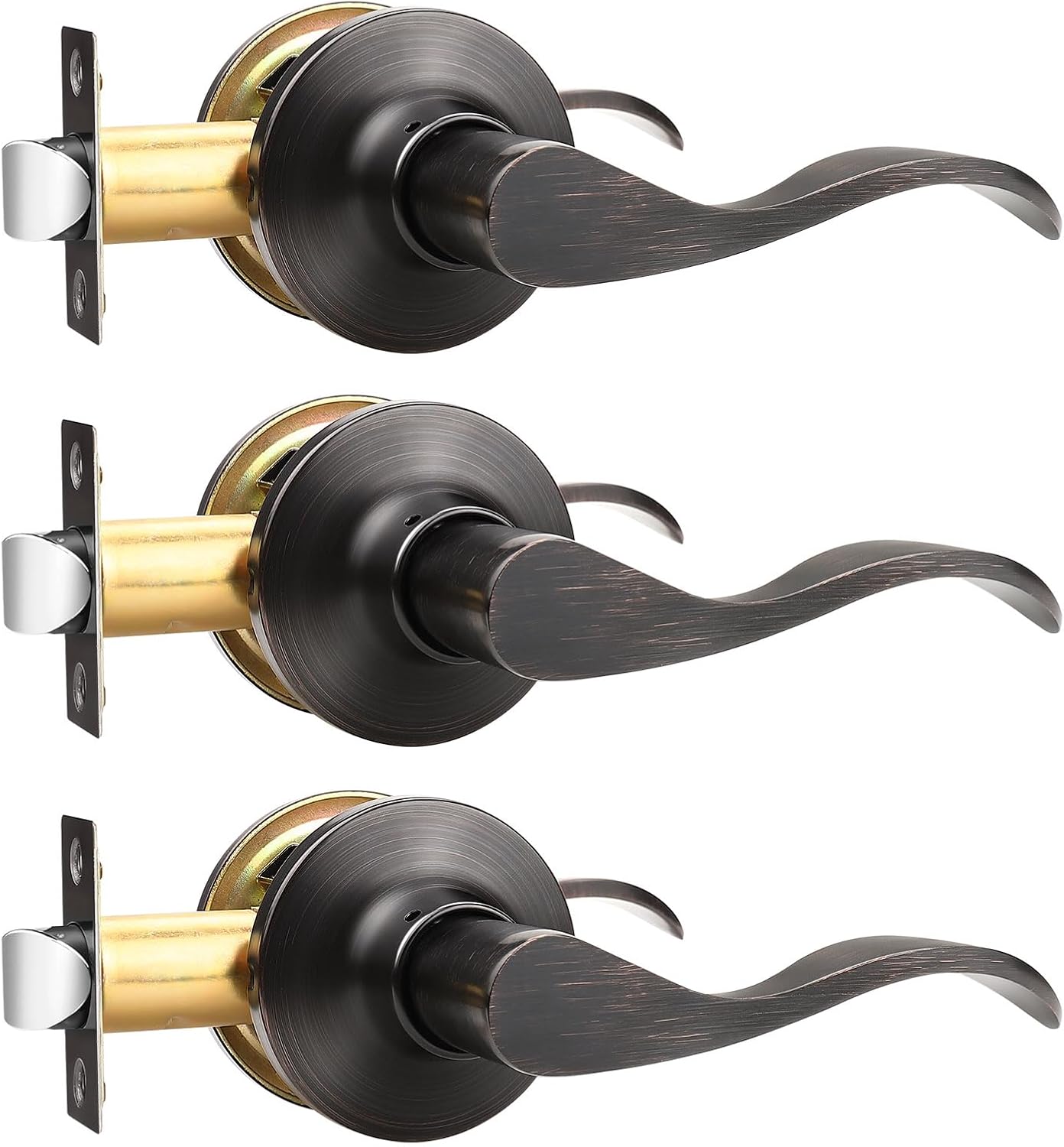 GOBEKOR Passage Door Levers - Modern Oil Rubbed Bronze Handles