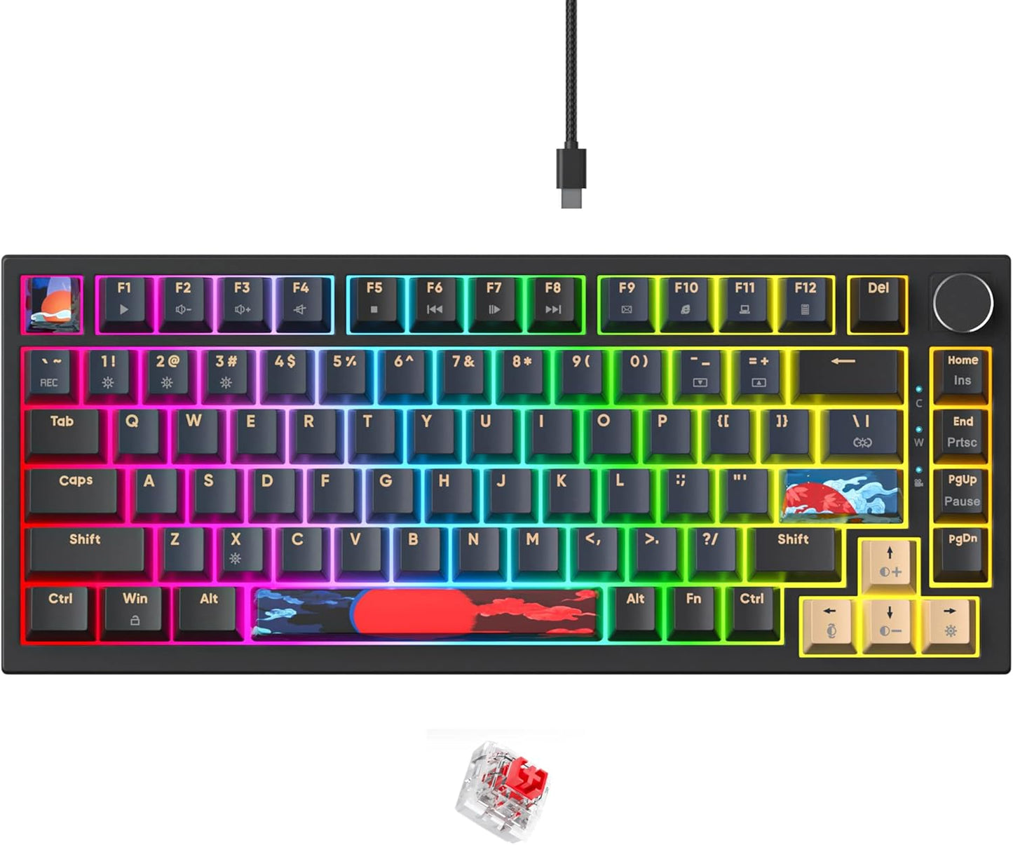 Fogruaden 75% Wired Mechanical Gaming Keyboard with RGB Backlit