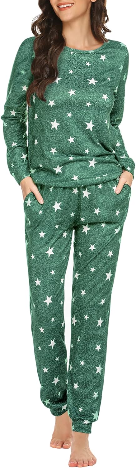 Ekouaer Womens Jogger Pajama Sets for Cozy Sleep and Lounge