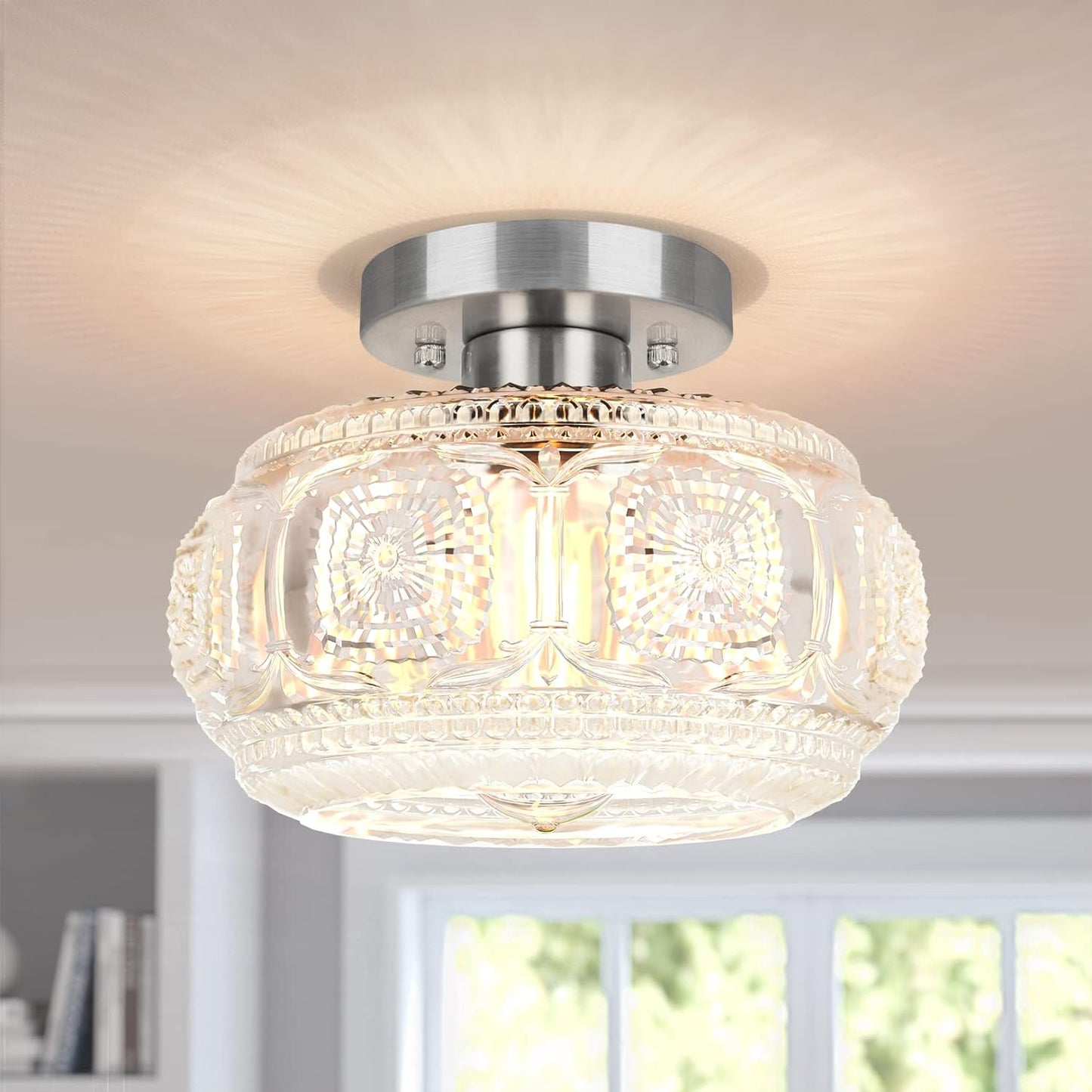 Brushed Nickel Semi Flush Mount Ceiling Light for Modern Spaces