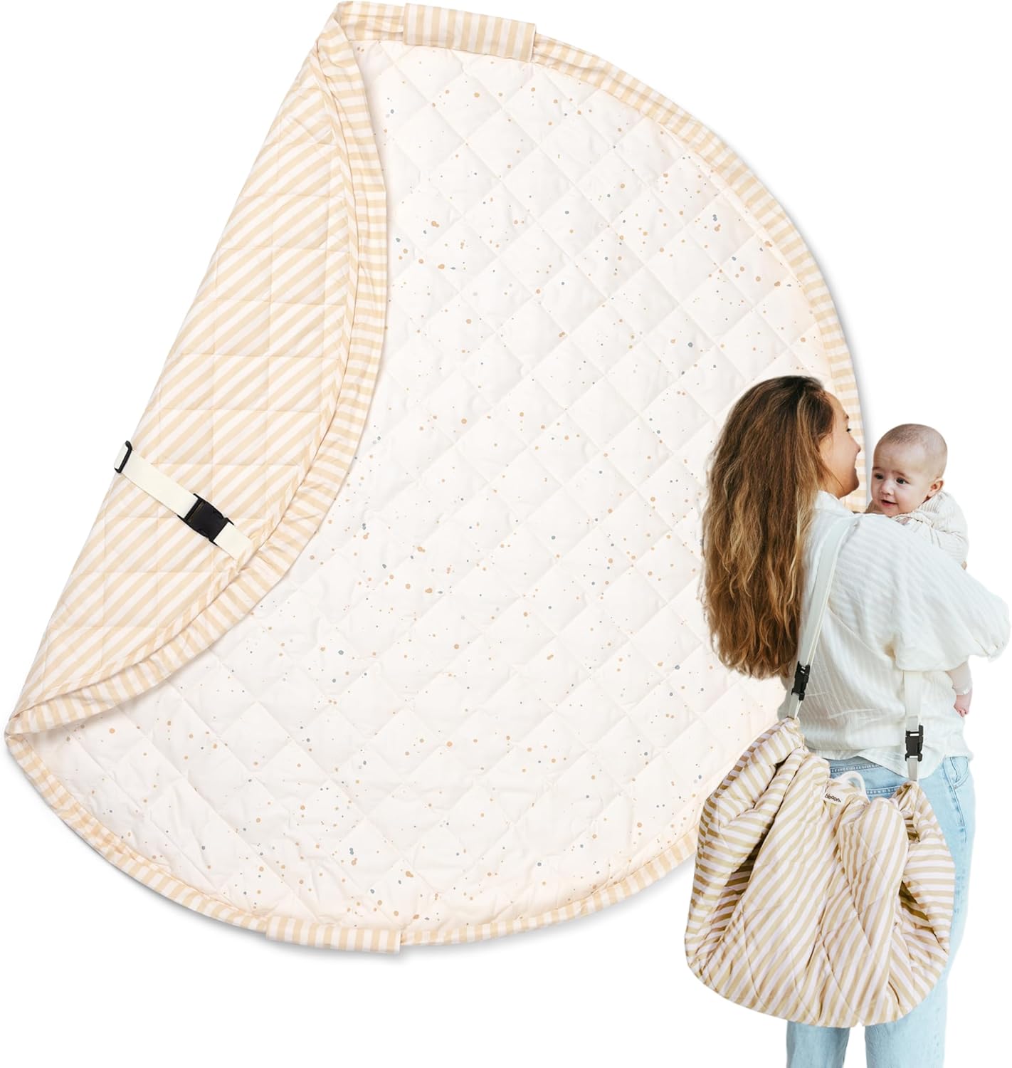 2-in-1 Quilted Baby Play Mat & Storage Bag for On-the-Go Fun