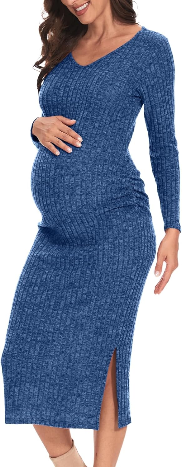 Long Sleeve Maternity Sweater Dress for Fall Winter Events