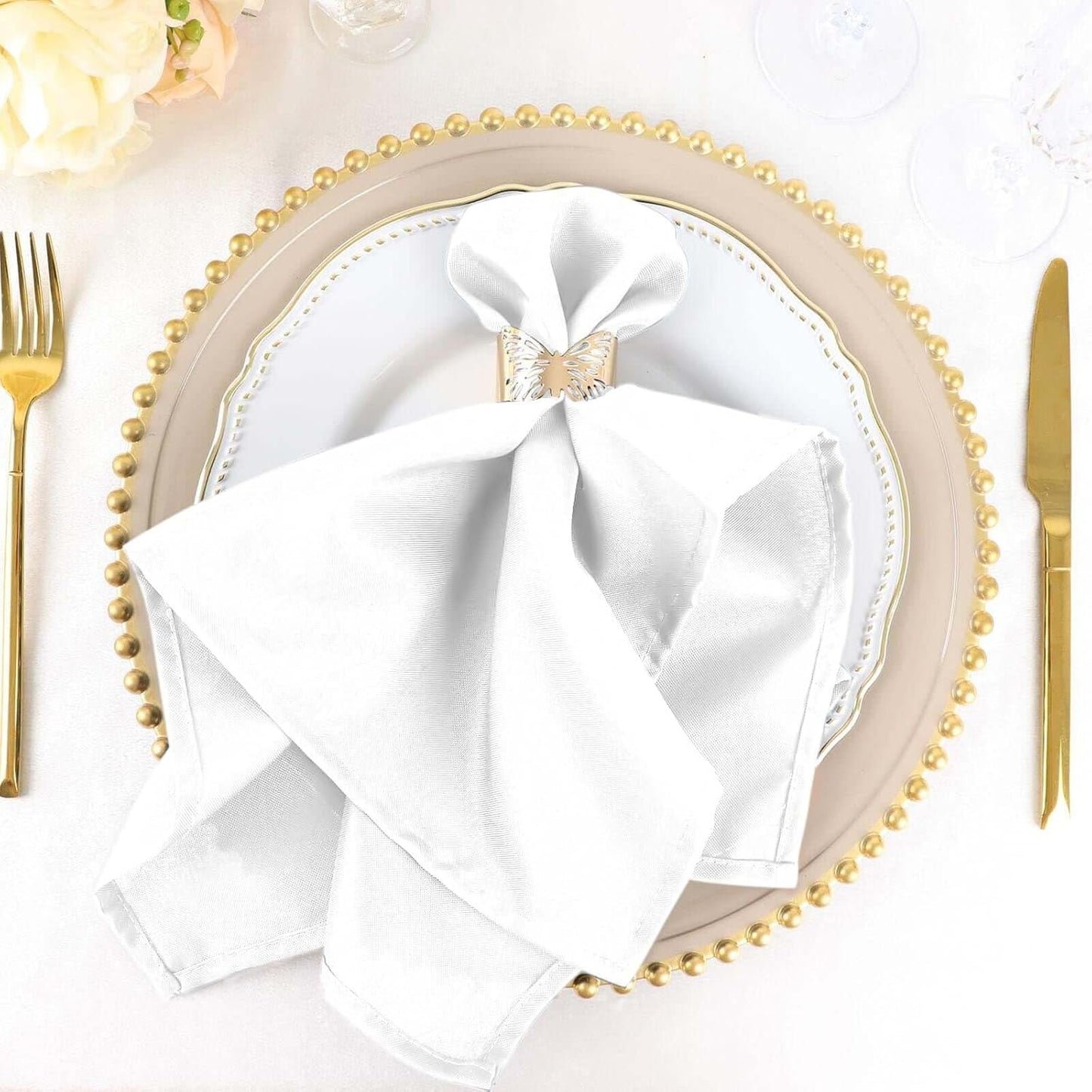 Elegant 20x20 Inch White Seamless Dinner Napkins Set of 100