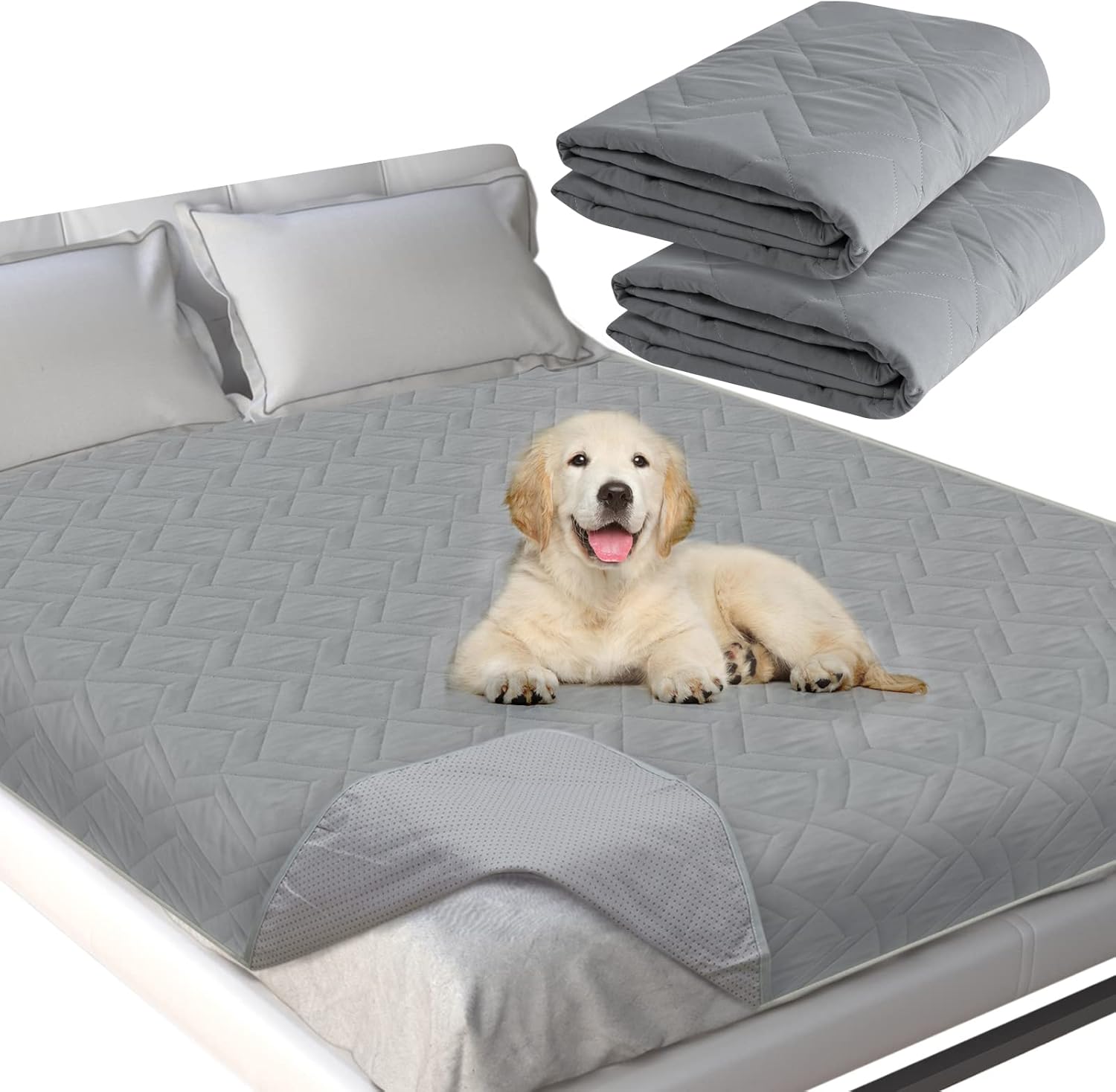 Waterproof Blanket 2 Pack Dog Bed Cover with Non-Skid Bottom