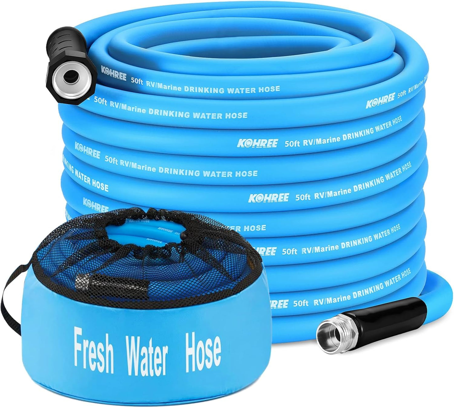 Kohree 50FT RV Water Hose - Flexible, Heavy Duty, Leak Free