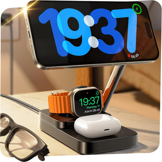 LISEN 3-in-1 Nightstand: Fast Charge All Your Apple Devices!