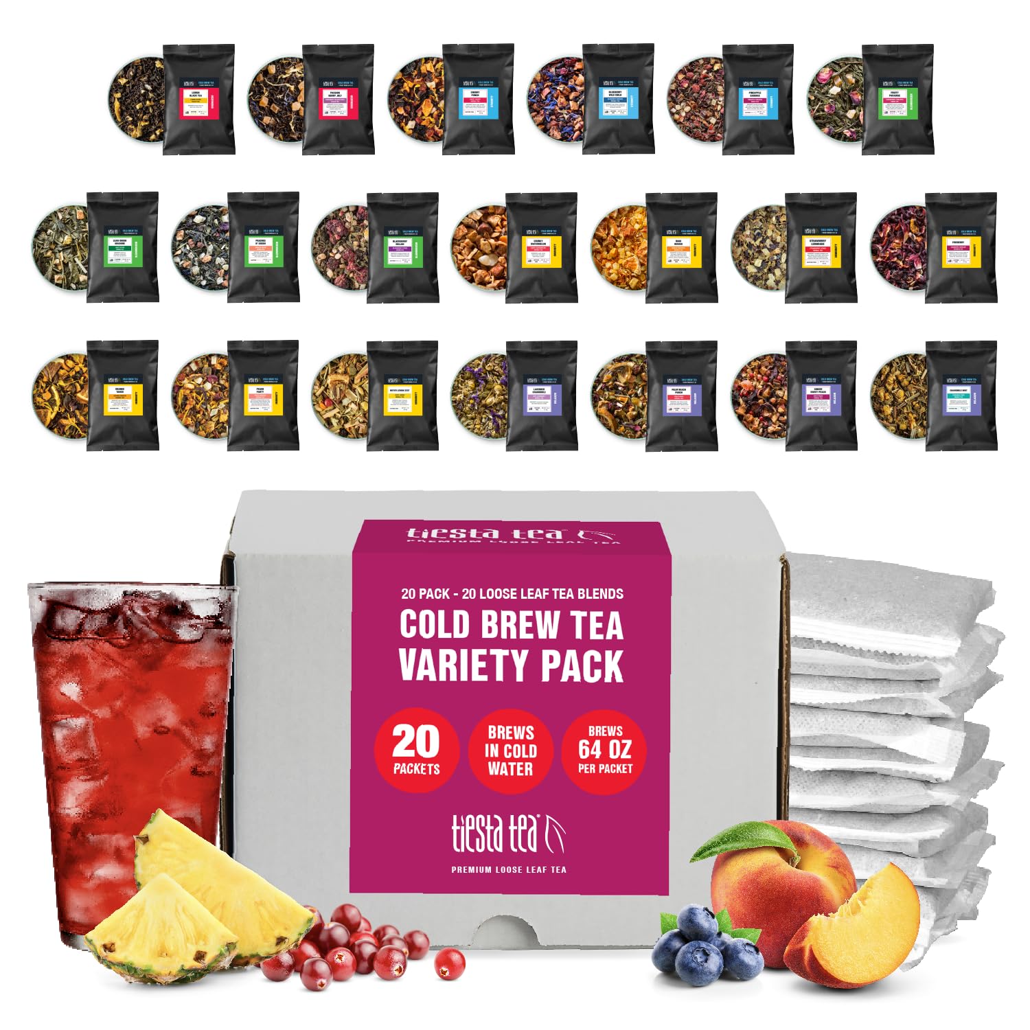 Tiesta Tea Cold Brew Variety Pack - 20 Unique Loose Leaf Blends